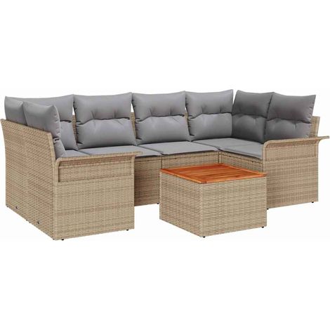 Maison Exclusive - Gartensofa-set 7 pcs Beige und Hellgrau Poly-R