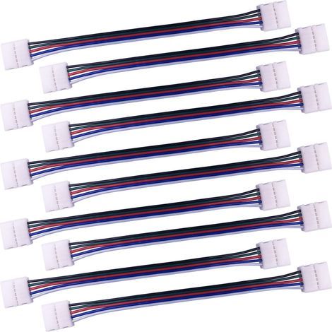 10pcs Câble connecteur RGBW 5 Broches Lampe Bande LED de 10mm Convertisseur de lumière Ruban LED sans Soudure Adaptateur pour connecter 2 Bandes LED SMD 5050 RGBW Ensemble-17cm Long (1/5)