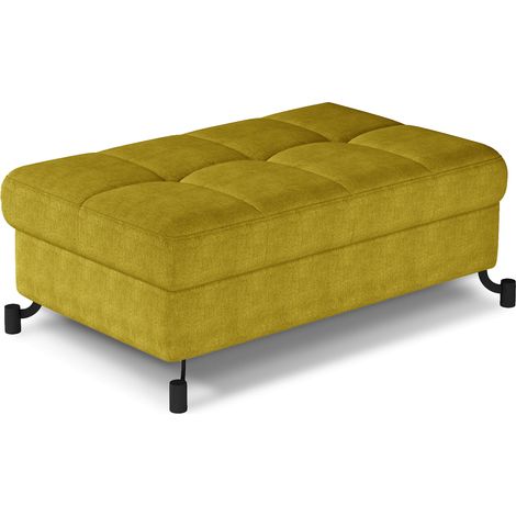 Pouf tissu matelassé avec coffre de rangement LORI-Jaune curry (1/5)