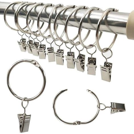 Rings for Curtains,40 Pieces Ring Curtain With Pliers,Decorative Metal Drape Clip Hooks Set Diameter Indoor of 35mm Silver,Easy Open Rings to Pliers (1/5)