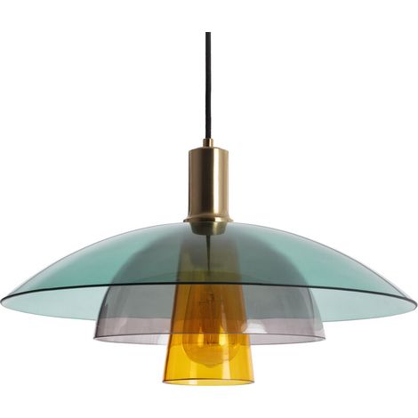 – Suspension cristal multicolore E27 – Verre coloré et métal doré – Design vintage pour salles à manger, bureaux et salons (1/5)