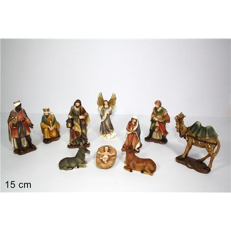 Presepe Natività Decorazione Natale Abiti Chiari 10 Pezzi 15 cm