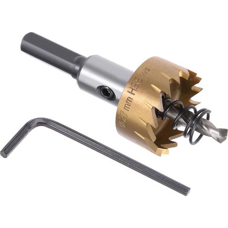1Pcs Scie-Cloche - [27mm] HSS (Acier Rapide) 4341 Foret Coupe-Trou pour Acier Inoxydable, Aluminium, Métal, Bois, Plastique, Revêtement en Titane, Tige Triangulaire (1/5)