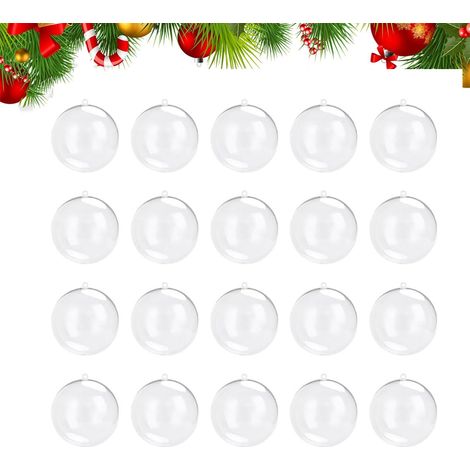 Boules décoratives transparentes à remplir de 8 cm (3,15 po) (lot de 20) pour Noël, les fêtes, les mariages, les fêtes et la décoration intérieure. (1/5)