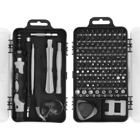 Jeu de tournevis multifonctionnel 115 en 1 pour la réparation et le démontage de montres et de téléphones (noir)