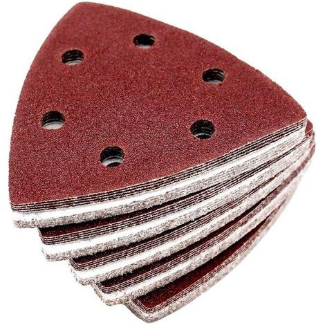 20pcs 90mm Papier Abrasif Papier Ponçage Triangulaire 6 trous Multi-fonctions grain 320, Papier Abrasif Tampon Abrasif pour - Remplacement Rapide de la Lame, Etui, Grattoir, Lame (1/4)