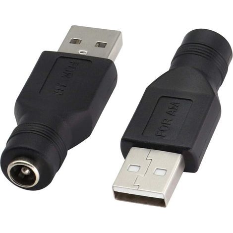 USB 2.0 Stecker auf DC 5,5 x 2,1 mm Hohlstecker, Ladeadapter mit 5V USB-Anschluss (max. 2,5A) für DC- und USB-Geräte und zum Laden (1/5)