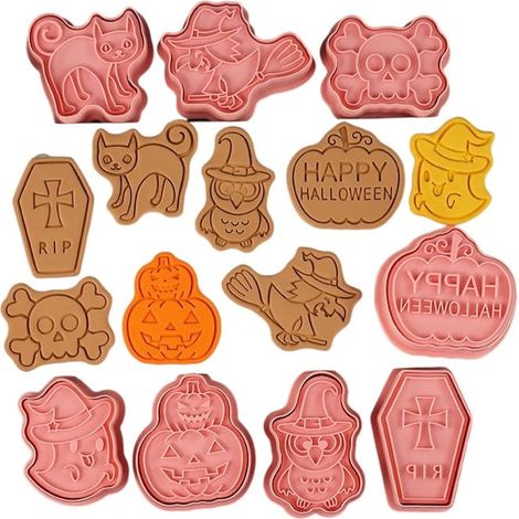 Halloween Kürbis Katze Hexe Stanzteile mit Stempel, Muster 1, 8 Stück. (1/3)