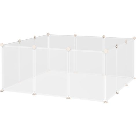 Modulares Kleintiergehege, 12 Metall- und Kunstharzpaneele, weiß, 105 x 105 x 45 cm (1/5)