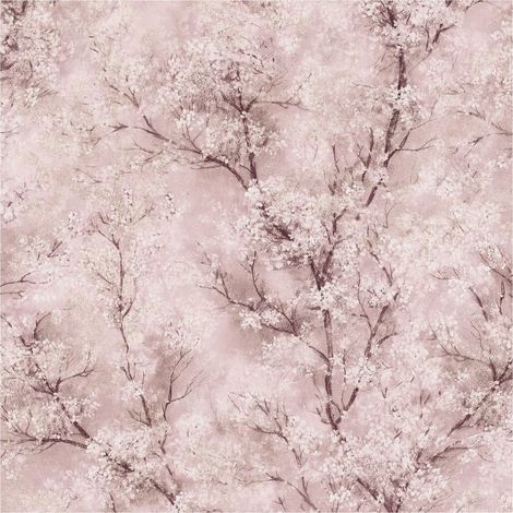 Flowers wallcovering wall Profhome 374204 non-woven wallpaper smooth aquarelle style glittering pink brown white 5.33 m2 (57 ft2) (1/5)