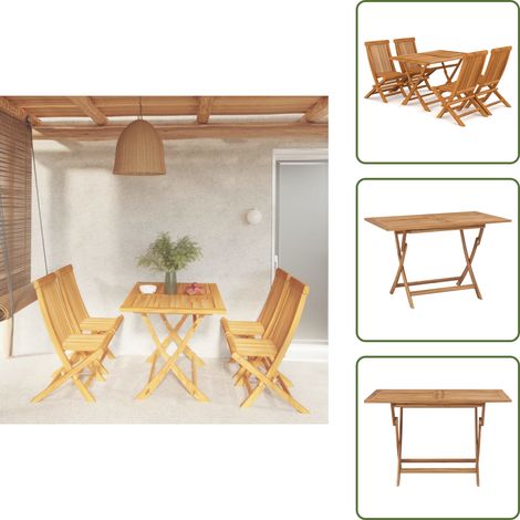 Ensemble à manger de jardin 5 pcs Bois de teck massif - Meubles De Jardin - Salon De Jardin - Set De Table - Mobilier Extérieur - Terrasse (1/5)
