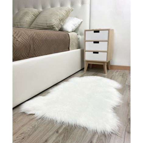 Tappeto in Finta Pelliccia Sintetica Di Agnello Pecora A Pelo Lungo Decorativo Super Morbido 60 x 90 Cm  Bianco (1/3)