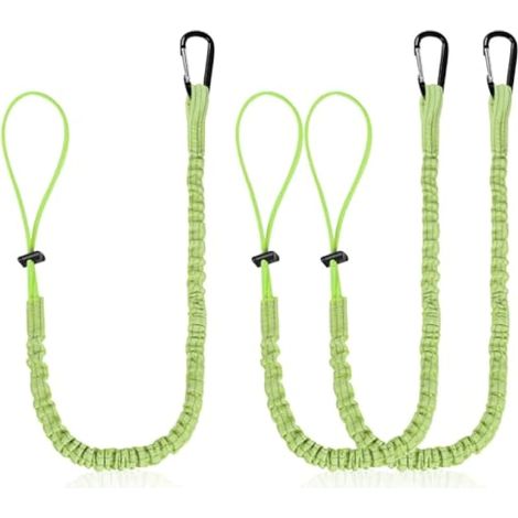 Cordon porte-outils rétractable en 3 parties avec mousqueton pour tournevis, pinces, scie électrique, clés (vert) (1/4)