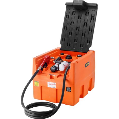VEVOR Reservoir Diesel Portable, 182 L, Cuve de Ravitaillement Carburant, Pompe de Transfert 12 V, 40 L/min, Tuyau 4 m, Buse Ravitaillement Auto, pour Vehicules Appareils Agriculture Industrie, Orange (1/5)