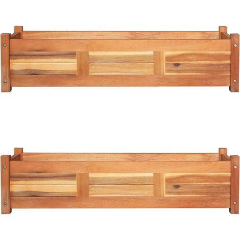 Lits surélevés de jardin 2 pcs Bois d'acacia 100x30x25 cm