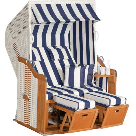 Strandkorb Rustikal 250 Plus Stoff 1080 Fichtenh.,Halblieg.