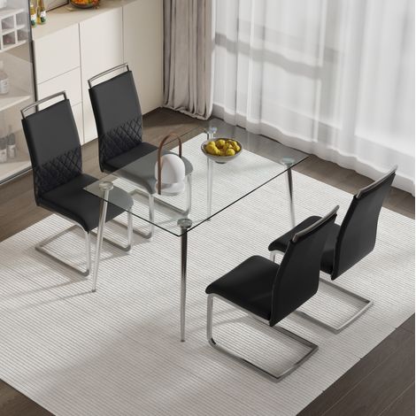 Stuhl Esszimmerstuhl ergonomisch gepolstert schwarz Metall OKMYHOME (1/5)