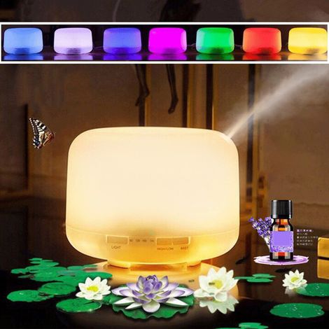Diffuseur d'huiles essentielles ultrasonique 500 ml avec humidificateur USB, purification de l'air, veilleuse et éclairage d'ambiance 4 en 1. (1/5)