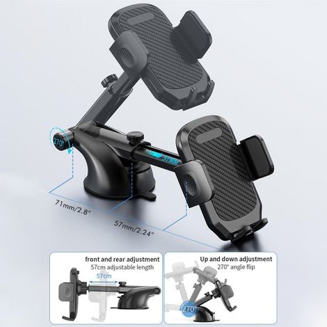 Support téléphone voiture ventouse fixation tableau de bord pare-brise grille aération mains libres universel portable support smartphone (1/5)