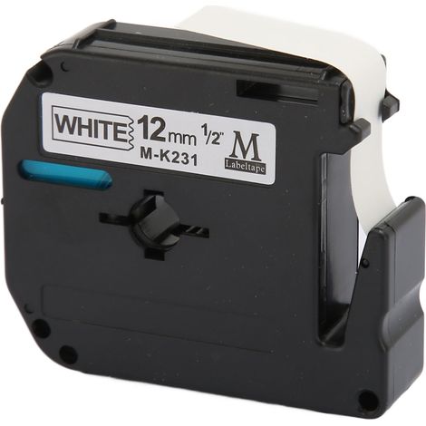 Ruban Étiquette de Remplacement Noir sur Blanc 23ft, Impression Claire Résistante à l'Eau, Bande Imprimante Étiquettes pour LM210D LP420 LM500TS, 12mm/0.47in (1/5)