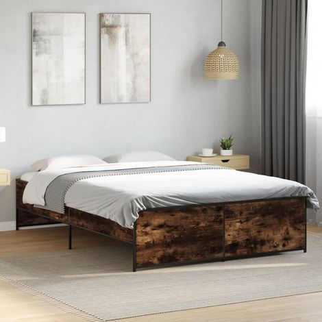 Bettgestell Räuchereiche 120x200 cm Holzwerkstoff und Metall (1/5)