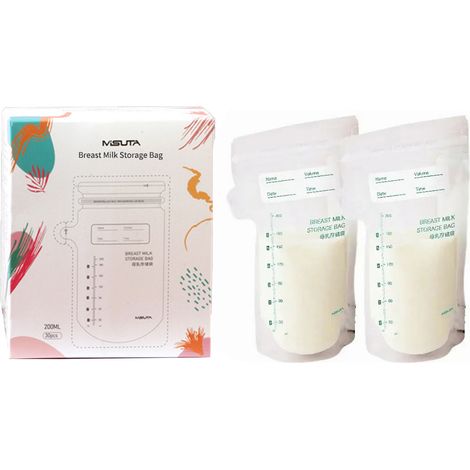 30 Stück Muttermilchbeutel, doppelt verdickt, Frischhaltebeutel, Stillbeutel, 200 ml, flacher Ausgießer (1/5)