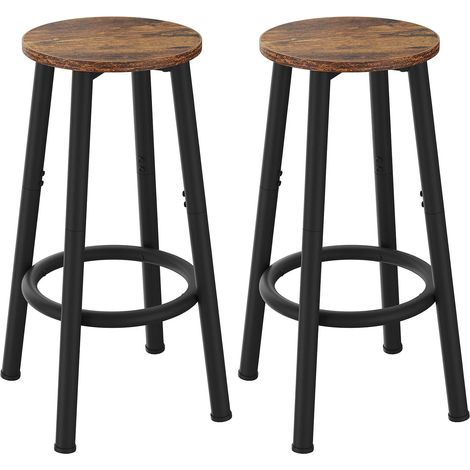 Tabourets Bar Lot de 2 Bois 64 cm, Marron Rustique HBS512H (1/5)