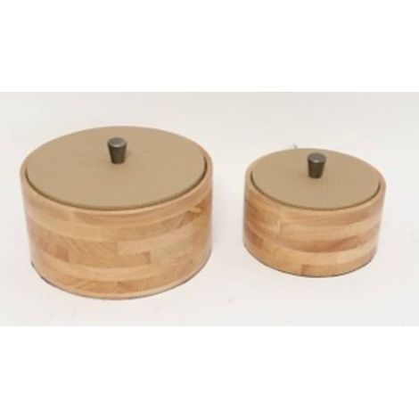 Set di 2 scatole decorative rotonde bonie beige - Atmosphera créateur d'intérieur (1/5)