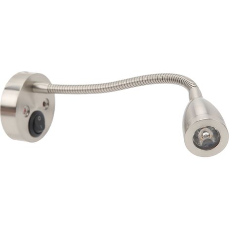 Lampe de chevet LED pivotante à 360° avec col de cygne flexible pour camping-car, bateau, camion, voiture, 12 V à 24 V CC, finition nickelée. (1/5)