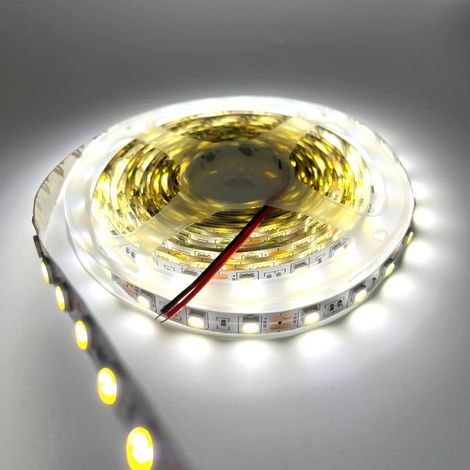 Bande LED 5050 (blanche, 12 V CC) de 5 m, étanche, 60 LED RGB, pour éclairage extérieur/sous-marin. (1/5)