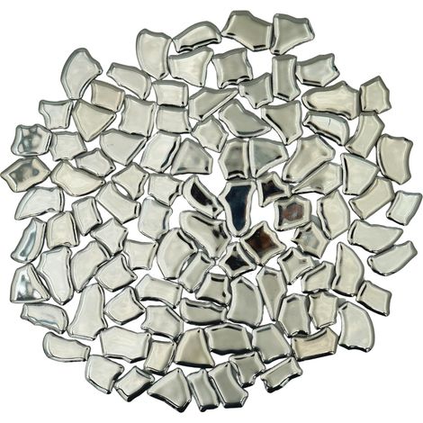 Carreaux de mosaïque de couleurs mixtes 0,5 kg en céramique idéales pour le bricolage, la salle de bain, la cuisine, le salon, le jardin et la décoration extérieure (argent grand irrégulier) (1/5)