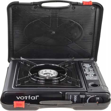 Réchaud à gaz 2 en 1 portable – 2500W – Compatible cartouches 400ml – Construction acier – Largeur 34 cm