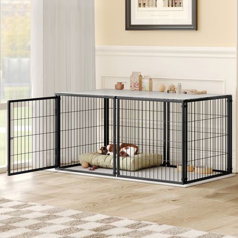 Cage modulaire pour chien Basics 120 x 60 x 60 cm, cage flexible avec couvercle de sécurité et porte réglable, en acier inoxydable, doublure en PVC incluse, noire