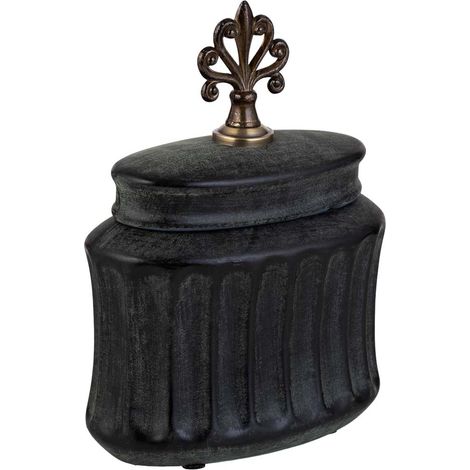 Jarrón de cerámica  negro, 18,5x10,5x24h cm (1/5)