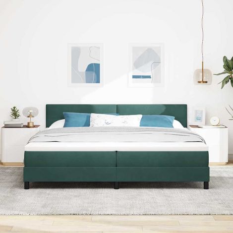 vidaXL Boxspringbett mit Kopfteil Dunkelgrün 200 x 200 cm Samt (1/5)