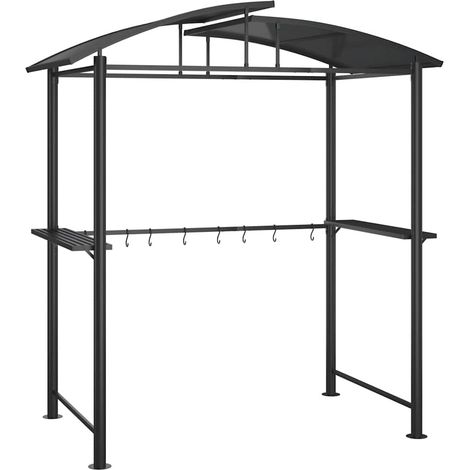 Gazebo Chiosco Barbecue Ripiani Laterali Antracite 210x114x230 Acciaio (1/4)