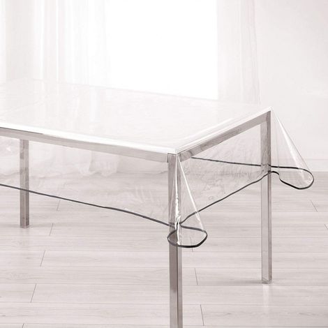 Nappe cristal rectangle en PVC 140 x 240 cm – Couleur anthracite – Imperméable et antitache – Entretien facile avec éponge (1/3)