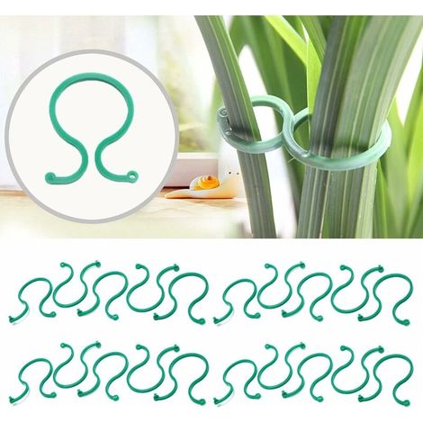 Lot de 100 pinces de jardin pour plantes grimpantes, anneaux en plastique réutilisables et résistants, pour soutenir les plantes grimpantes. (1/5)