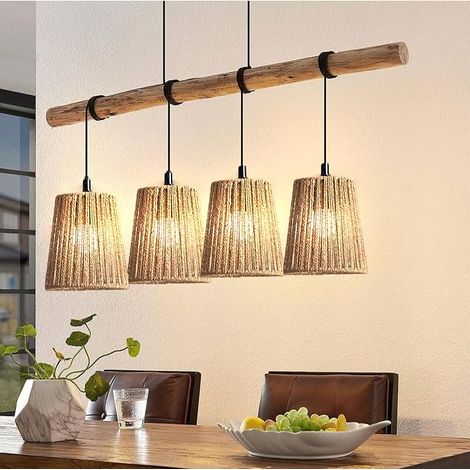 3 Pièces Abat-Jour Plafond Rotin, Plafond et Suspension Style Boho, Abat-Jour Tissé à la Main pour Suspension, Lampadaire, Plafonnier et Lampe de Table, Accessoire Remplacement Maison (1/5)