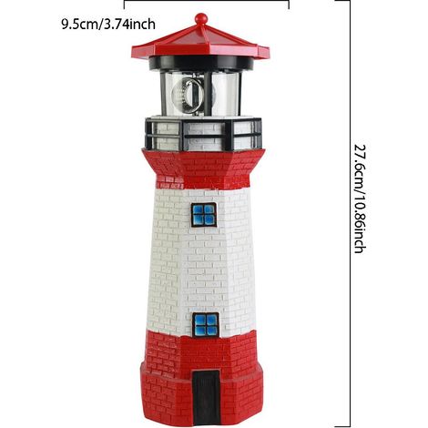 Faro solar giratorio • Resina resistente • Iluminación LED automática • Jardín y balcón • Lámpara de pie decorativa (1/5)