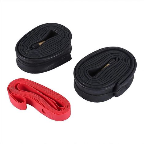 Lot de 2 chambres à air vélo 700x35-43C avec 2 fonds de jante, valve Schrader, pneu route et VTC, compatible pneus 700c, réparation et remplacement facile, paire de boyaux robustes. (1/5)