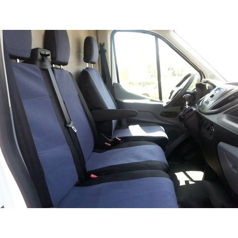 2+1 Set Sitzbezüge/Polsterung - für Ford Transit ab 2013 mit Ausschnitt für die Armlehne der Doppelsitzbank - schwarz und grau