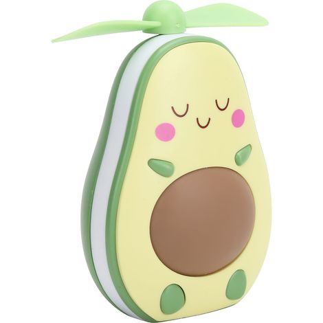 Mini ventilateur USB LED rechargeable avec miroir de maquillage intégré pour bureau, ventilateur portable jaune avocat