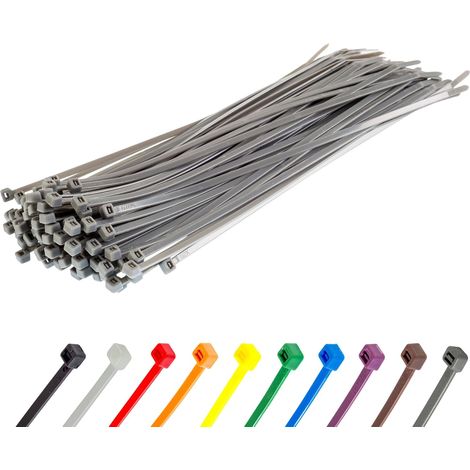 lot de 100 collier de serrage, nylon résistant aux uv, 300 mm x 4,8 mm, argent, pour câblage extérieur et intérieur (1/5)