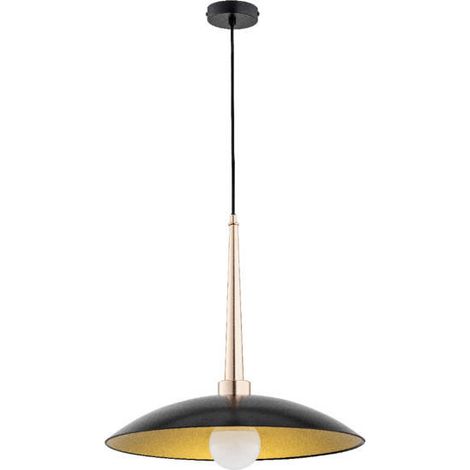 Alfa VELIAN Pendant Hanging Ceiling Lamp, Black Glass Dome Shade with Antique Gold/Brass Metal, 1xE27 max 15W, Dimmable, 84cm H x 48cm W, for Dining Room Kitchen, 60918
