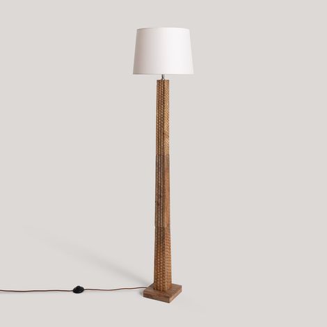 Lámpara de Pie Madera Kyathi ILUZZIA Blanco