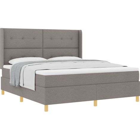 Lit double,Lit adulte,Lit à ressorts avec matelas Taupe 180 x 200 cm tissu (1/5)