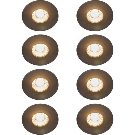 QAZQA Xena spot encastré - set de 8 - 8x8cm - IP44 - rond - noir mat (1/5)