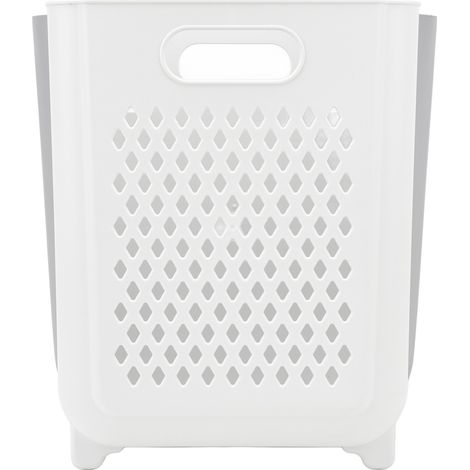 Panier à linge pliable blanc pour chambre et salle de bain (1/5)