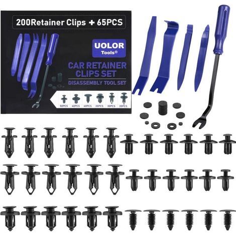 265 piezas de clips de remache de plástico, clips universales de plástico para guardabarros, clips para automóviles, sujetadores de parachoques, kit de reemplazo de clips de remache, tornillos de expa (1/5)